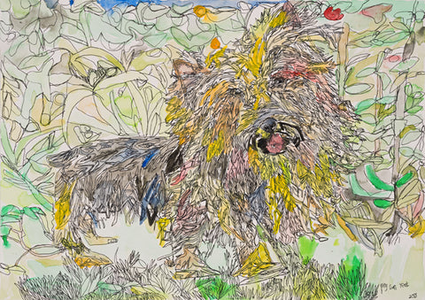 13402  Dog - Painted in 2013 -  Print on A2 Fine Art Paper (42x59.4cm/ 16.5x23.3") or A1 Fine Art Paper (59.4x84.1cm/ 23.3x 33.1”) or A0 (84.1x118.9cm/33.1x46.8”)
