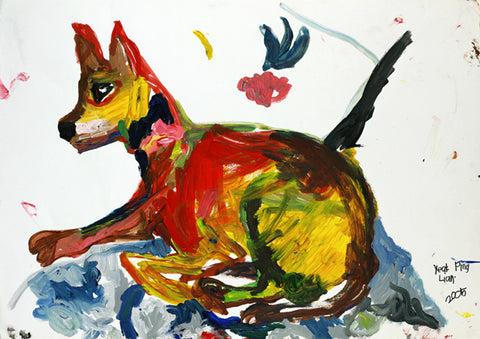 05415 Dog  - Painted at age 11 - Print on A3 size paper (29.7x42.0cm / 11.6"x 16.5") or A4 size paper (21x29.7 cm/ 21x29.7”)