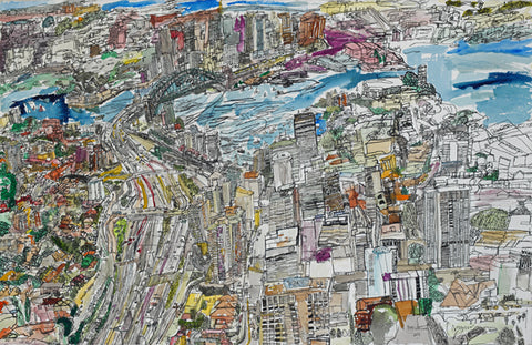 11001 Sydney City  - Painted in 2011 --- Print on A1 Fine Art Paper (59.4x84.1cm/ 23.3x 33.1”) or A0 Fine Art Paper (84.1x118.9cm/33.1x46.8”) - Limited Edition of 75