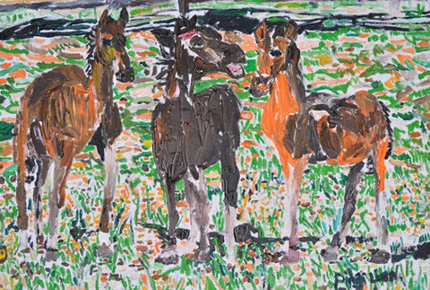 11303 Horses - Painted in 2011 - Print on A3 size paper (29.7x42.0cm / 11.6"x 16.5") or A4 size paper (21x29.7 cm/ 21x29.7”)