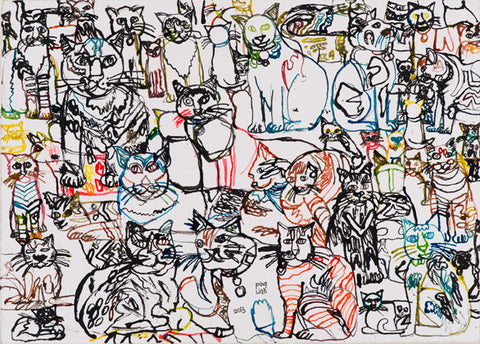 13403 Cats - Drawn in 2013 - Print on A3 size paper (29.7x42.0cm / 11.6"x 16.5") or A4 size paper (21x29.7 cm/ 21x29.7”)