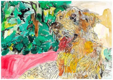 14411 My Dog - Painted in 2014 - Print on A3 size paper (29.7x42.0cm / 11.6"x 16.5") or A4 size paper (21x29.7 cm/ 21x29.7”)