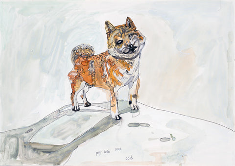 16402 My Dog Juno, Shiba Inu - Painted in 2016 - Print on A3 size paper (29.7x42.0cm / 11.6"x 16.5") or A4 size paper (21x29.7 cm/ 21x29.7”)