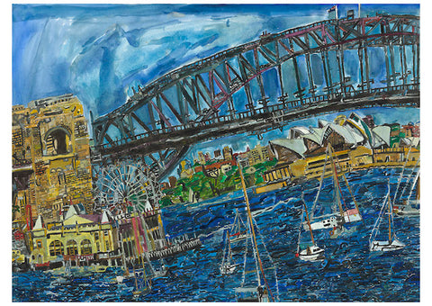 20001 Sydney Opera House & Harbour Bridge - Painted in 2020--- Print on A2 Fine Art Paper (42x59.4cm/ 16.5x23.3") or A1 Fine Art Paper (59.4x84.1cm/ 23.3x 33.1”) or A0 Fine Art Paper (84.1x118.9cm/33.1x46.8”) - Limited Edition of 300