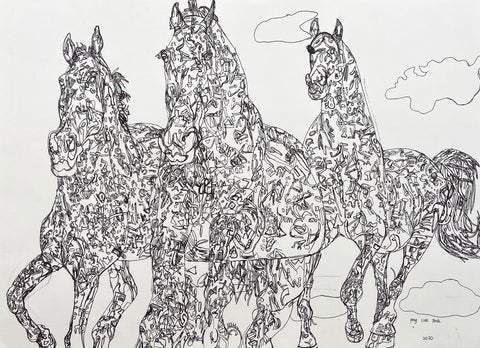 Original 20303 Horses  - Painted in 2020 -57x76cm (22.4x29.9 inches).