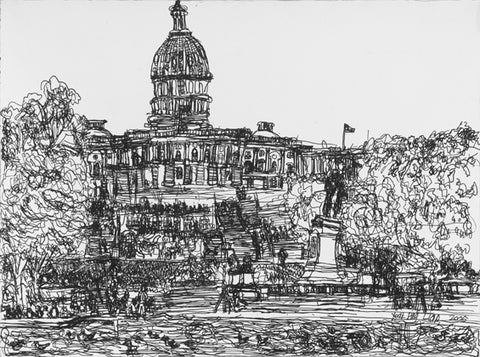 05008 BW US Capital Building - Painted at age 11 (2005)  -Print on A3 size paper -29.7x42.0cm / 11.6"x 16.5"( Limited Edition)