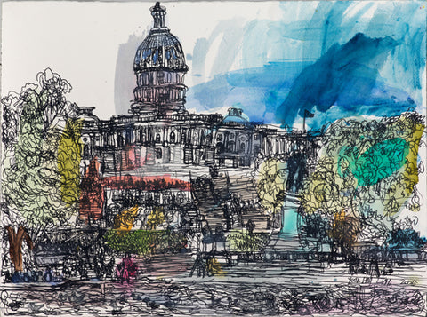 05008 US Capital Building - Painted at age 11 (2005)  -Print on A3 Paper -29.7x42.0cm / 11.6"x 16.5"( Limited Edition)