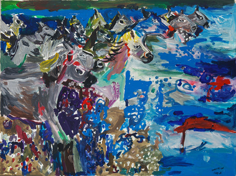 05309 Ocean of Horses II - Painted at age 11(2005)-Print on A3 Paper -(29.7x42.0cm / 11.6"x 16.5") - Limited Edition