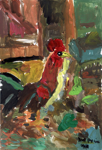 05401 Come Here Rooster! -  Painted at age 11 (2005) - Print on A2 Fine Art Paper(42x59.4cm/16.5x 23.3")- Limited Edition
