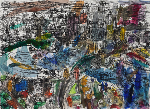 06006 Sydney Harbour, Opera House & Harbour Bridge - Painted at age 12 -Print on A3 Paper -29.7x42.0cm / 11.6"x 16.5"( Limited Edition)