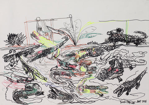 06401 Australia Zoo (Crocodiles Story) - Painted at age 12 (2006) -Print on A3 size paper (29.7x42.0cm / 11.6"x 16.5") or A4 size paper (21x29.7 cm/ 21x29.7”)