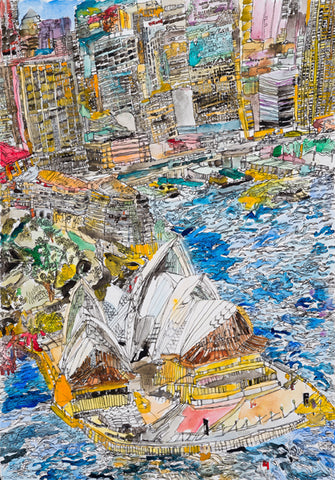13001 Sydney Opera House - Painted in 2013- Print on A2 Fine Art paper (16.5x 23.3"/42.0x59.4cm) or A1 Fine Art Paper (59.4x84.1cm/ 23.3x 33.1”) or A0 Fine Art Paper (84.1x118.9cm/33.1x46.8”) (Copy)