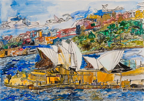 15002 Sydney Opera House - Painted in 2015 --- Print on A2 Fine Art Paper (42x59.4cm/ 16.5x23.3") or A1 Fine Art Paper (59.4x84.1cm/ 23.3x 33.1”) or A0 Fine Art Paper (84.1x118.9cm/33.1x46.8”)- Limited Edition of 300