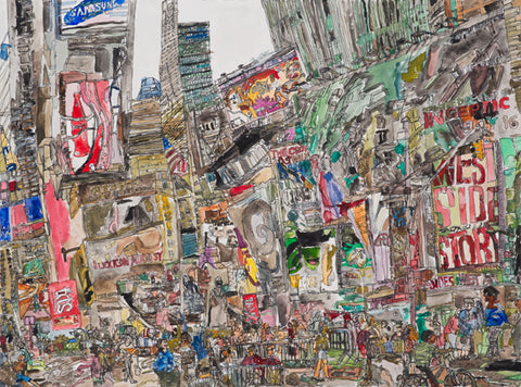 15004 New York City - Painted in 2015 ---- Print on A2 Fine Art Paper (42x59.4cm/ 16.5x23.3") or A1 Fine Art Paper (59.4x84.1cm/ 23.3x 33.1”) or A0 Fine Art Paper (84.1x118.9cm/33.1x46.8”)
