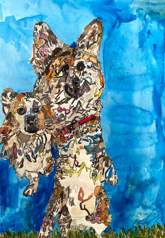 Original 20401 My Dog Juno and her Friend -  Painted in 2020 - 50x70cm (19.6 x27.5 inches)