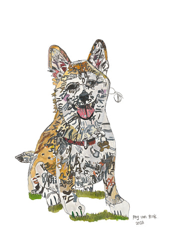 Original  23401 My Dog Juno (Shiba Inu) -  Painted in 2023 - Ink and water colour on paper, 41.50x59cm (A2)