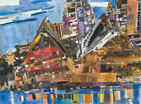 24001 Sydney Opera House - Painted in 2024 -- Print on A3 size paper (29.7x42.0cm / 11.6"x 16.5") or A4 size paper 21x29.7 cm/ 21x29.7”)