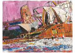 Original 24002 Sydney Opera House and Harbour Bridge -  Painted in 2024 - 56x76cm (22.0x29.9 inches)