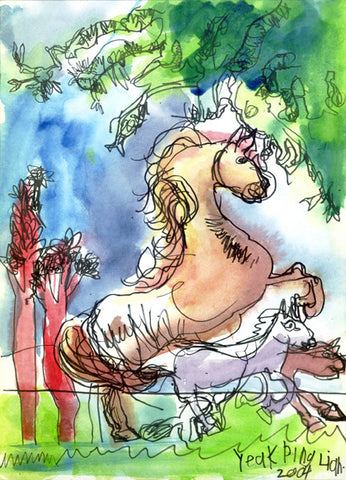 04305 Horses - Painted at age 10 - Print on A3 Paper - (11.6"x 16.5" / 29.7x42.0cm)- Limited Edition of 100