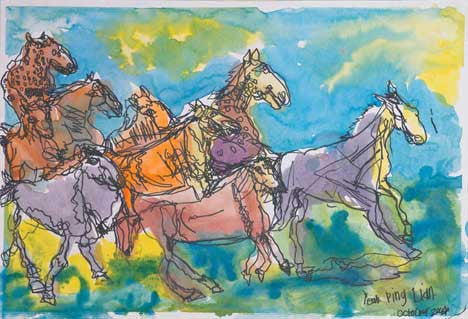 04325 Horses XI - Painted at age 10 - Print on 24" canvas (Print Size: 50cmx74cm / 19.6"x 29.1") - Limited Edition of 300