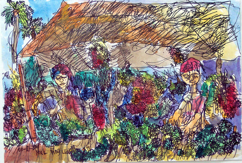 04906 Selling Rambutan II - Painted at age 10 - Print on A3 Paper -  11.6"x 16.5" (Limited Edition of 300)