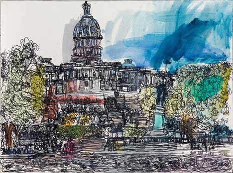 05008 US Capitol Building - Painted at age 11- Print on 24" Canvas ( Print size: 52cmx69cm/20.4"x 27.1") -Limited EdItion