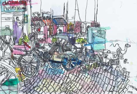 05902 Trishaw - Painted at age 11 - Print on A3 size paper (29.7x42.0cm / 11.6"x 16.5") or A4 size paper (21x29.7 cm/ 21x29.7”)