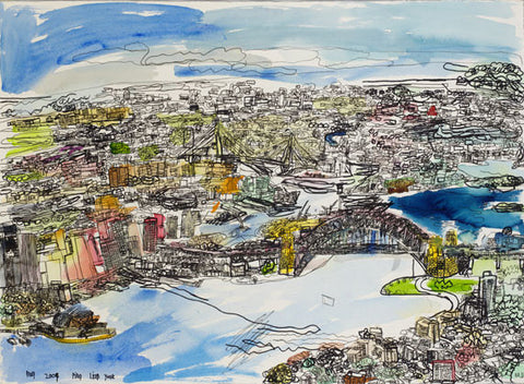 09001 Sydney City - Painted at age 15 (2009) -- Print on A3 size paper (29.7x42.0cm / 11.6"x 16.5") or A4 size paper (21x29.7 cm/ 21x29.7”)