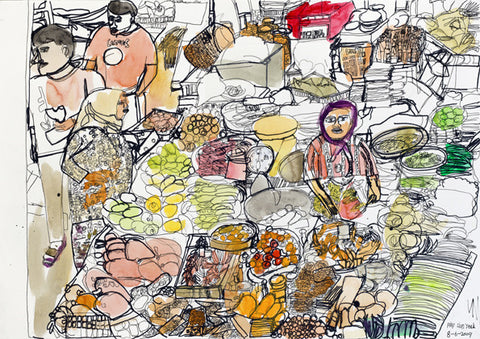 09901 Fruit Market - Painted at age 15 -Print on 24” canvas - Print size: 20.0x27.1”