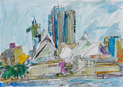 11002 Sydney Opera House –painted in 2011 - Print on A3 size paper (29.7x42.0cm / 11.6"x 16.5") or A4 size paper (21x29.7 cm/ 21x29.7”)