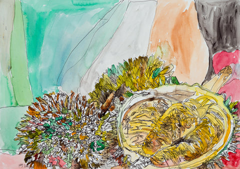 Original 13901 My Favorite Fruit- Durian (The King of Fruits) - Painted in 2013 - 42x59.4cm (16.5x23.3 inches)