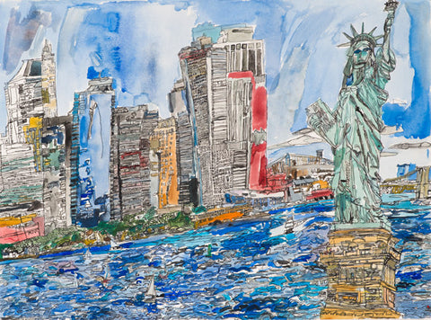15001 New York - Painted in 2015 -- Print on A3 size paper (29.7x42.0cm / 11.6"x 16.5") or A4 size paper (21x29.7 cm/ 21x29.7”)