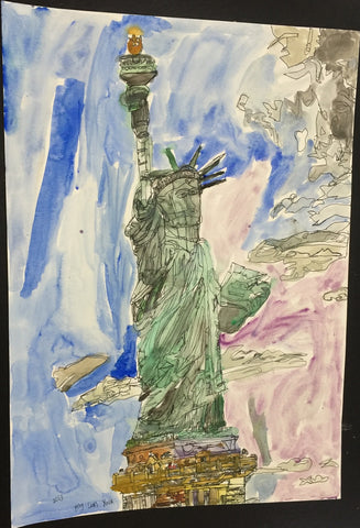 Original 15010 Statute Of Liberty - Painted in 2015 - 42x59.4cm (16.5x23.3 inches)