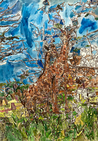 Original 19401 Giraffe -  Painted in 2019 - 52x75cm (20.4x29.5 inches)