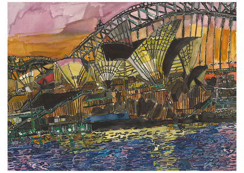 21001 Sydney Opera House & Harbour Bridge - Painted in 2021--- Print on A2 Fine Art Paper (42x59.4cm/ 16.5x23.3") or A1 Fine Art Paper (59.4x84.1cm/ 23.3x 33.1”) or A0 Fine Art Paper (84.1x118.9cm/33.1x46.8”) - Limited Edition of 300
