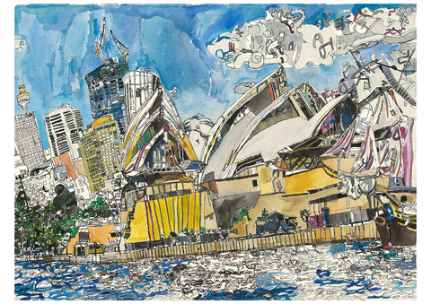22001 Sydney Opera House - Painted in 2022--- Print on A2 Fine Art Paper (42x59.4cm/ 16.5x23.3") or A1 Fine Art Paper (59.4x84.1cm/ 23.3x 33.1”) or A0 Fine Art Paper (84.1x118.9cm/33.1x46.8”) - Limited Edition of 300